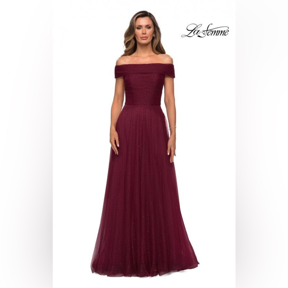 La Femme Tulle Off the Shoulder A-line